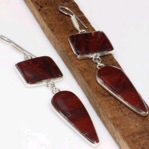 Red Jasper Gemstone 925 Sterling Silver Handmade Drop Dangle Earrings